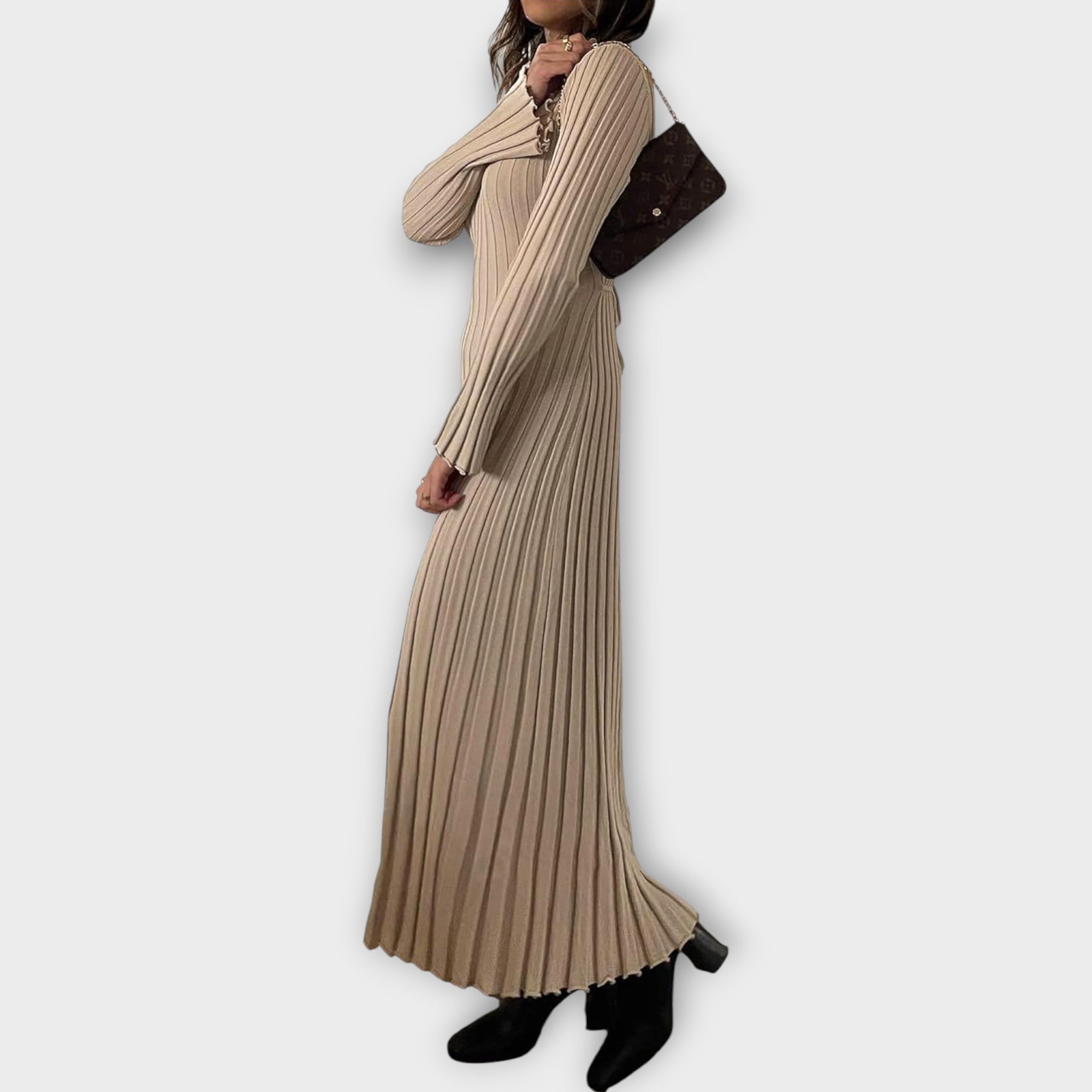 Ribbed Knit Flare Maxi Dress