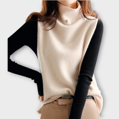 Elegant Contrast Knit Sweater