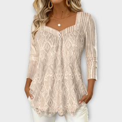 Elegant Lace Knit V-Neck Top