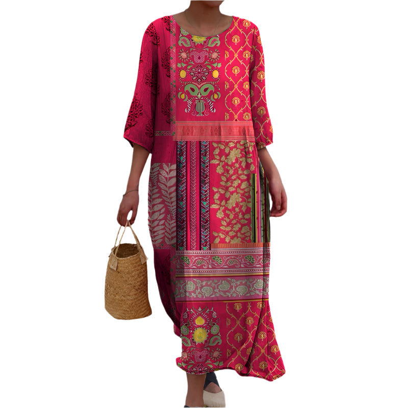 Airy Dress with Ethnic Patterns