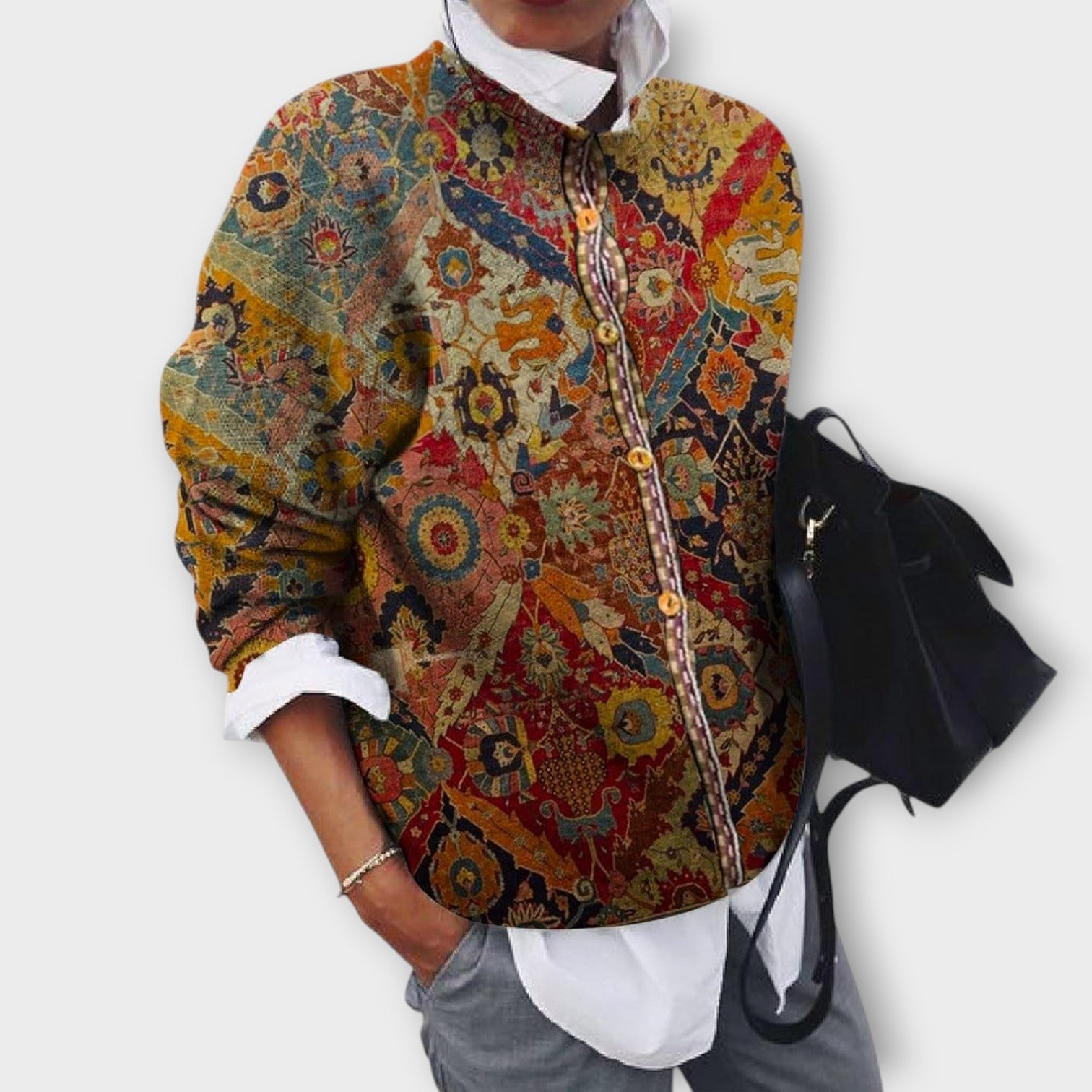 Boho Tapestry Button-Up Shirt