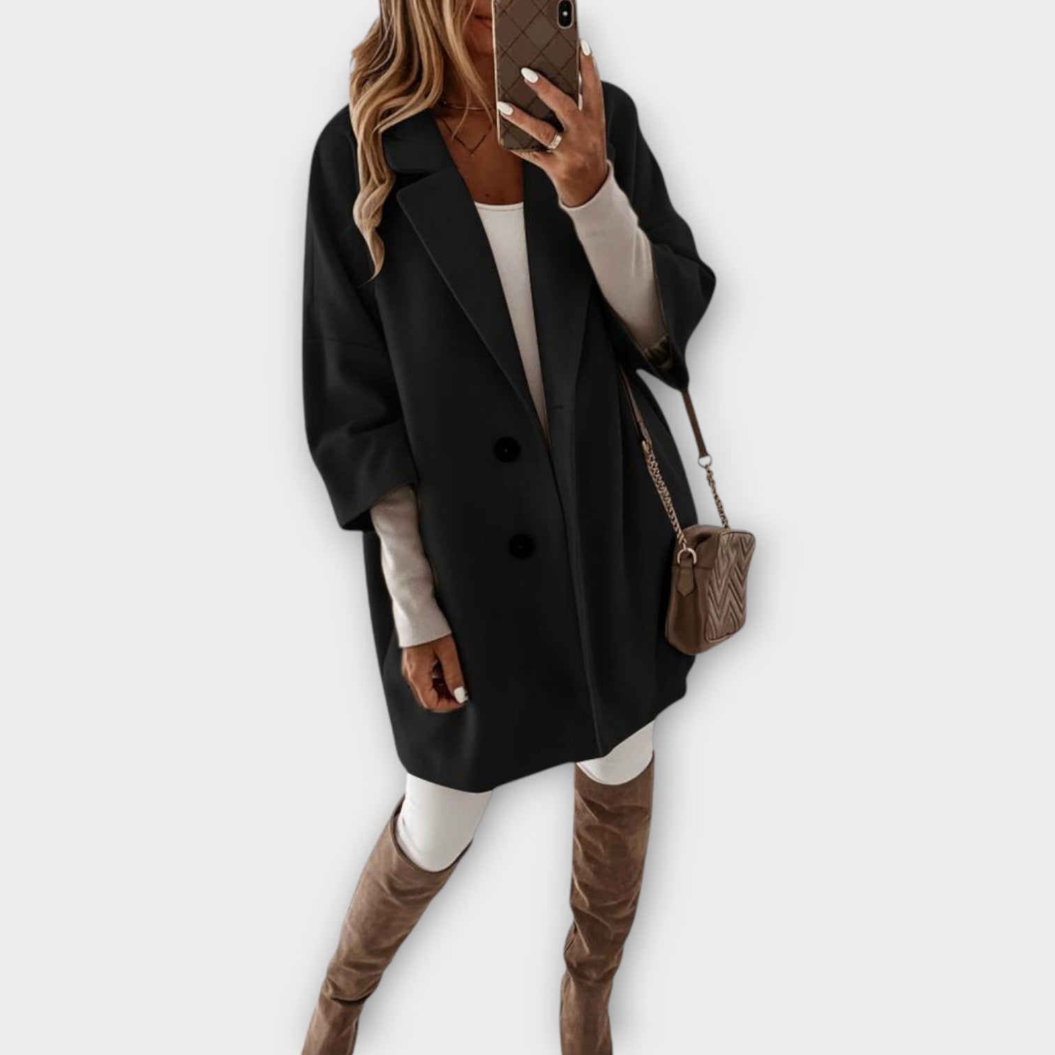 Elegant Minimalist Wool-Blend Coat