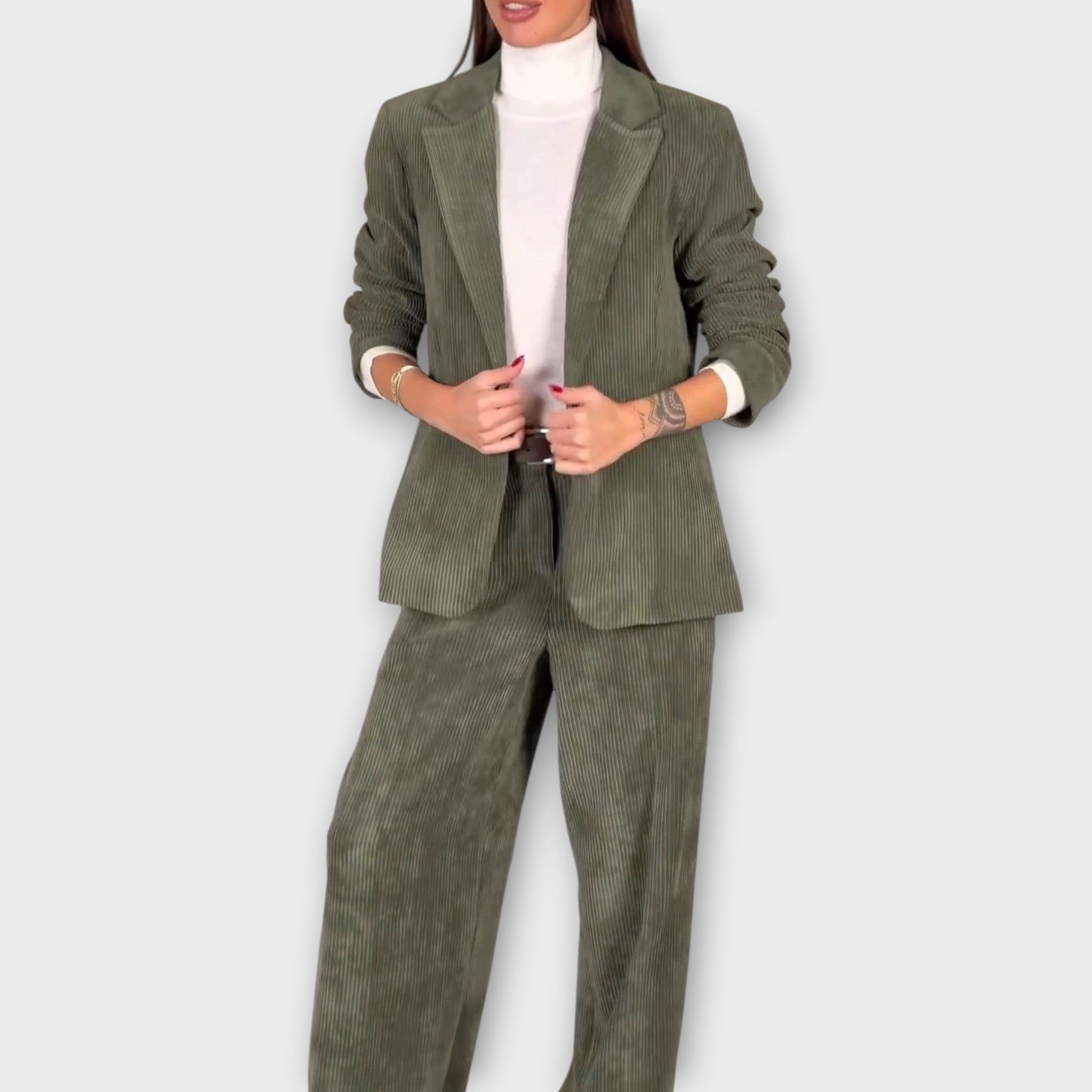 Tailored Ribbed Blazer Set