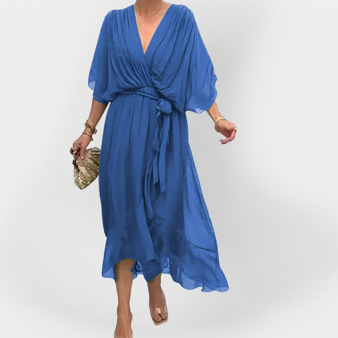 Chiffon Dress with V-Neck