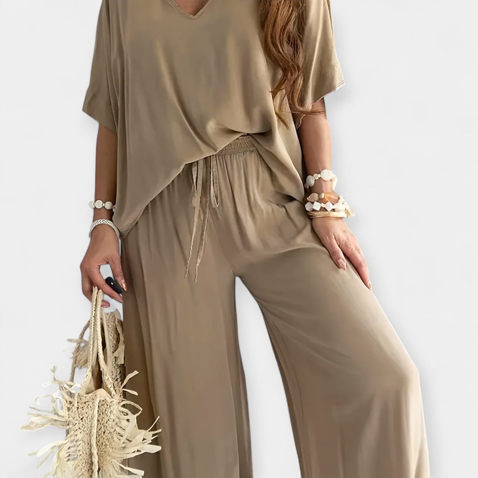 Airy Set with Wide Trousers and Loose Top