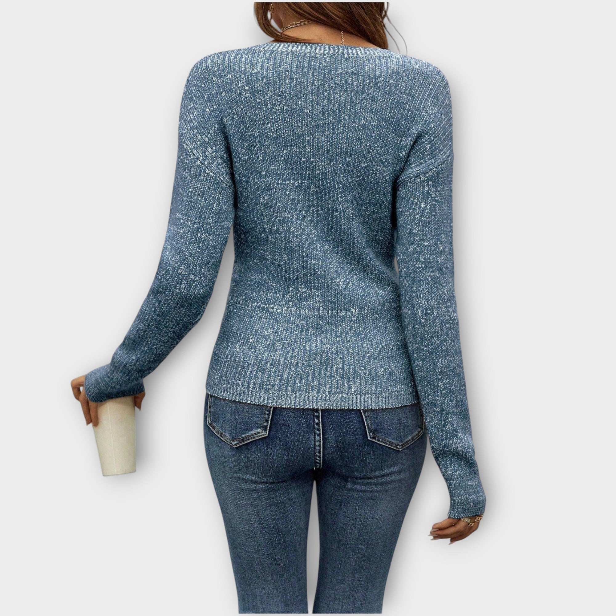 Soft Wrap-Style V-Neck Knit Top