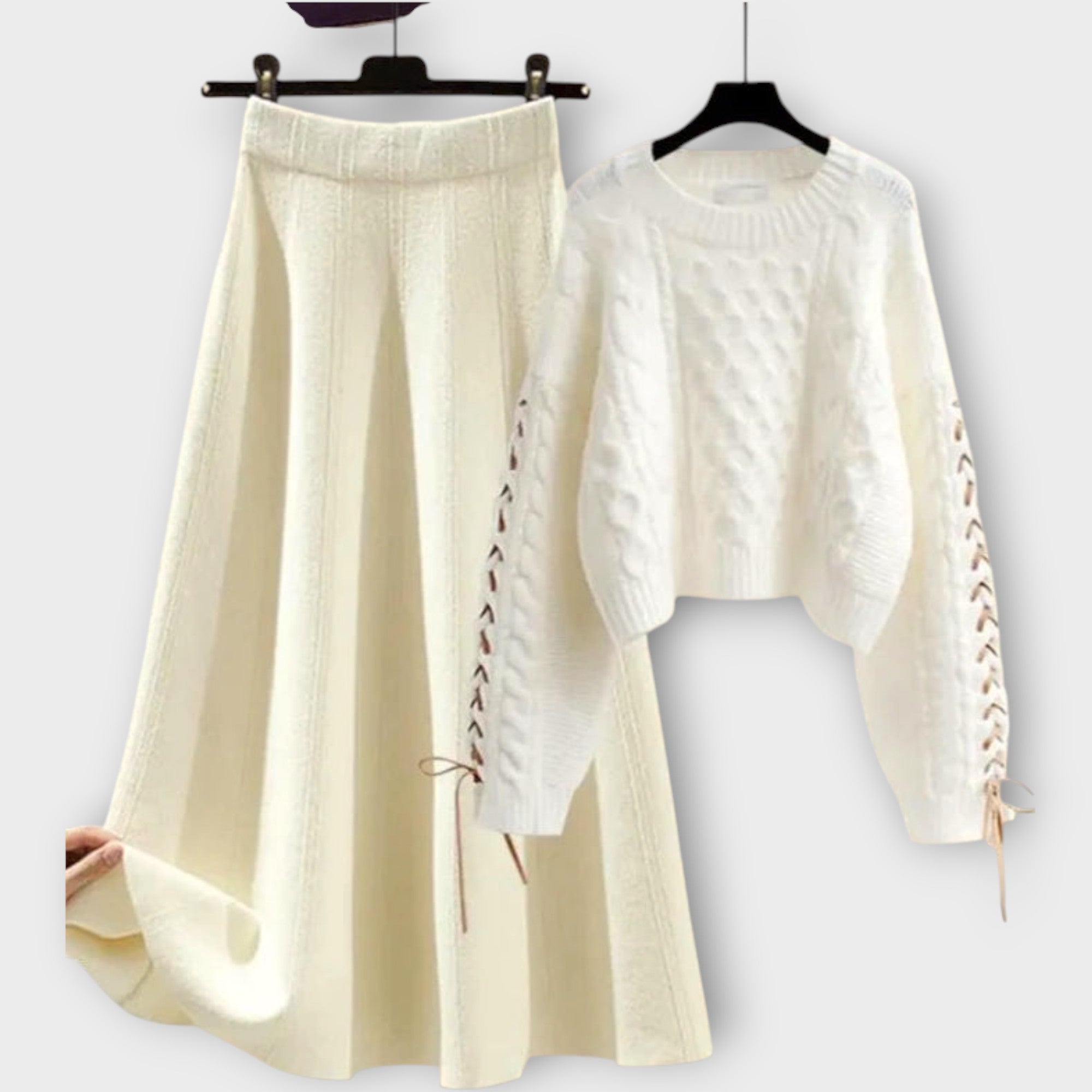 Cable Knit Sweater & Midi Skirt Set