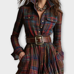 Retro Plaid Maxi Dress