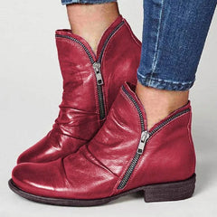Zipper Detail Ankle Boots