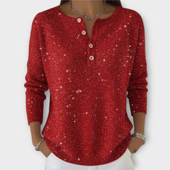Sparkle Knit Button Henley Top