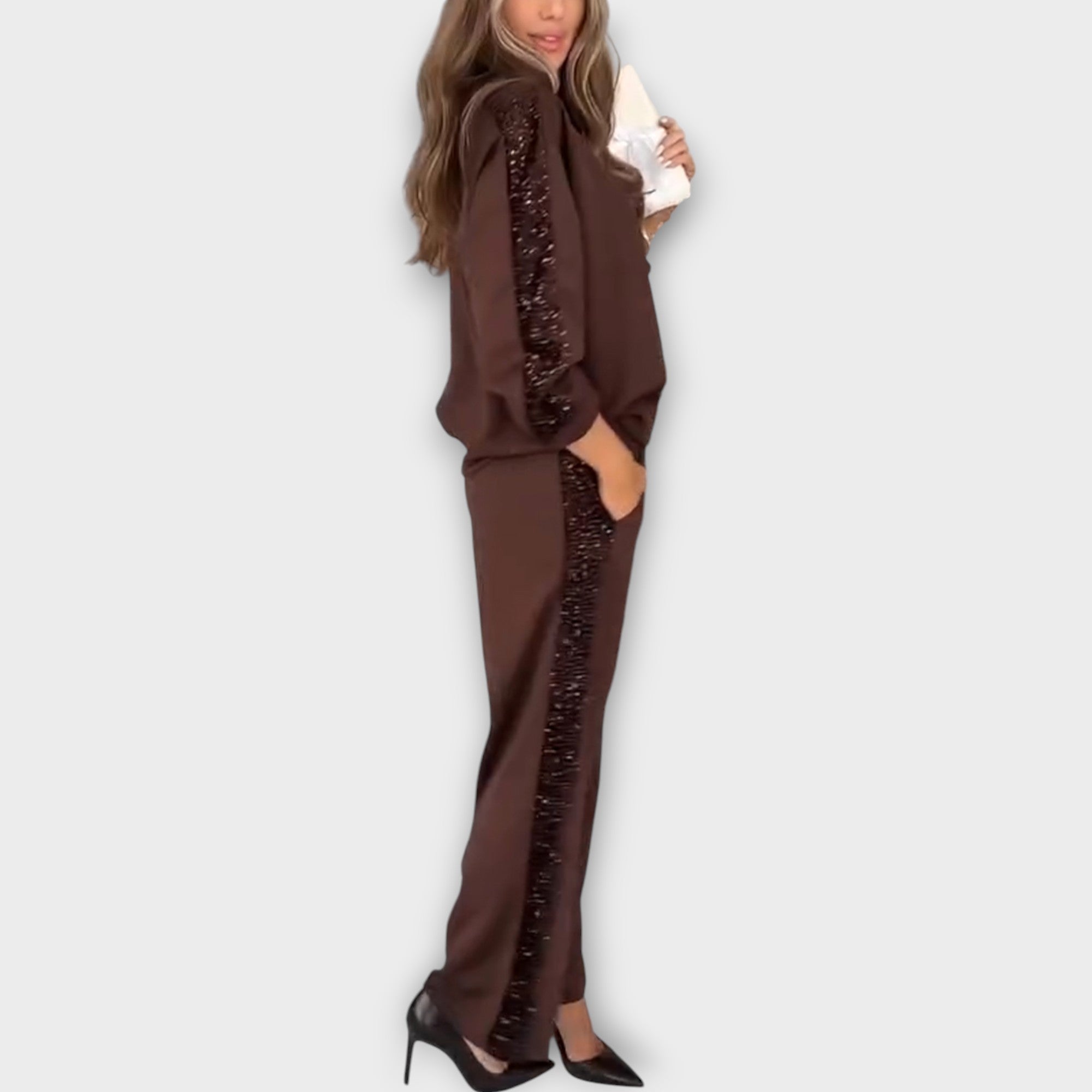 Luxe Sequin Trim Lounge Set