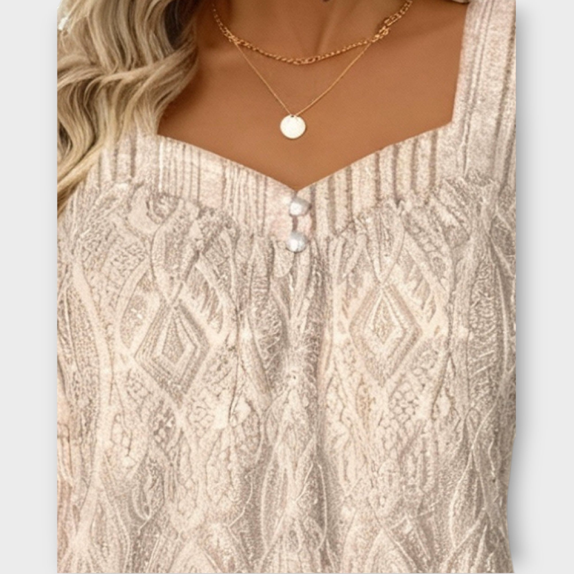 Elegant Lace Knit V-Neck Top