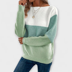 Clara - Elegant Tri-Colour Patchwork Sweater