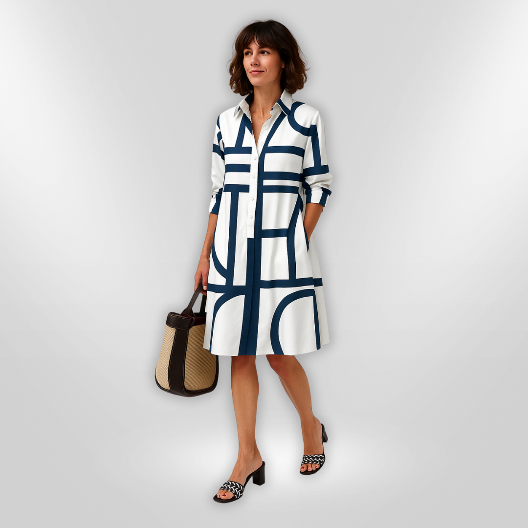 Mid-Length Dress with Geometric Pattern