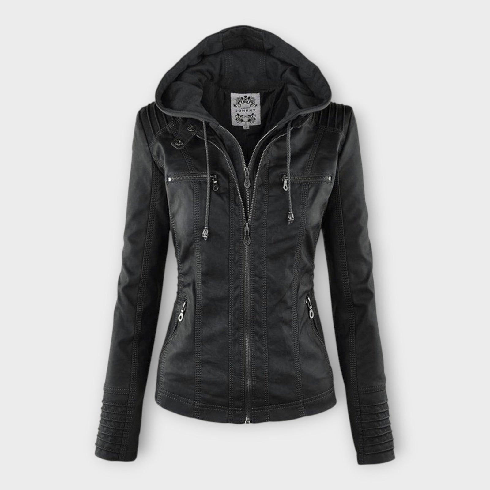 Modern Leather Jacket with Hood and Timeless Design