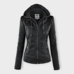 Modern Leather Jacket with Hood and Timeless Design