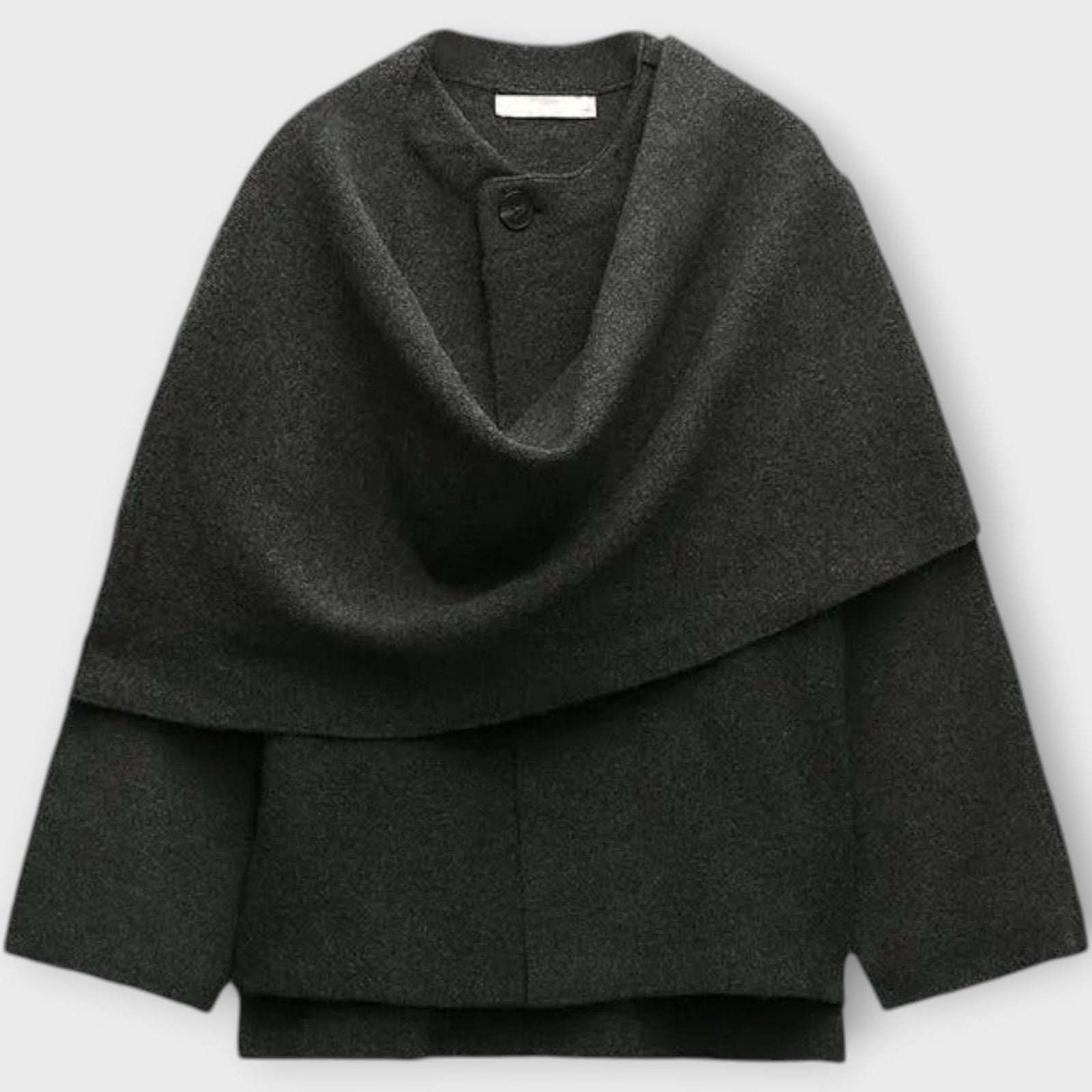 Draped Collar Wool-Blend Coat