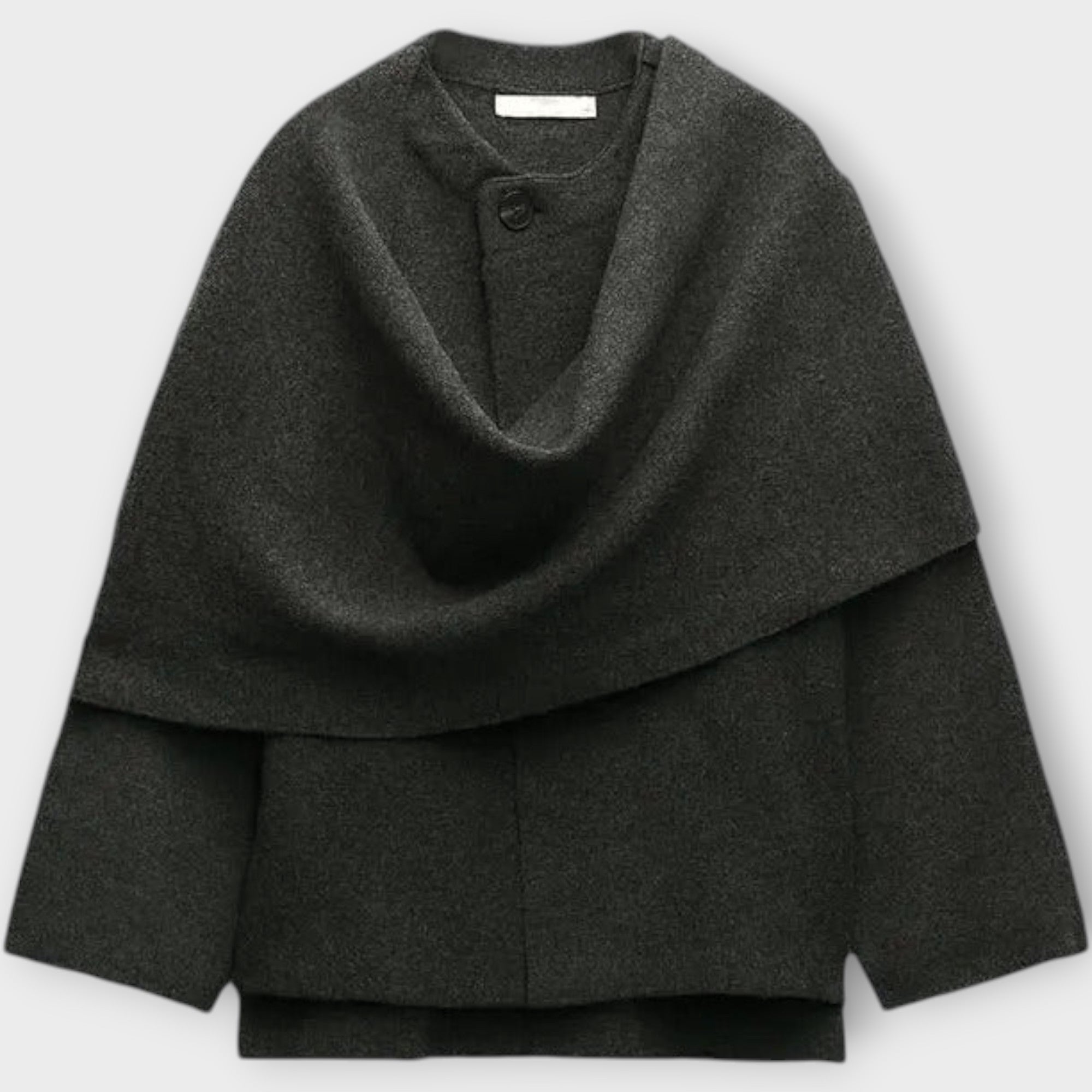 Draped Collar Wool-Blend Coat