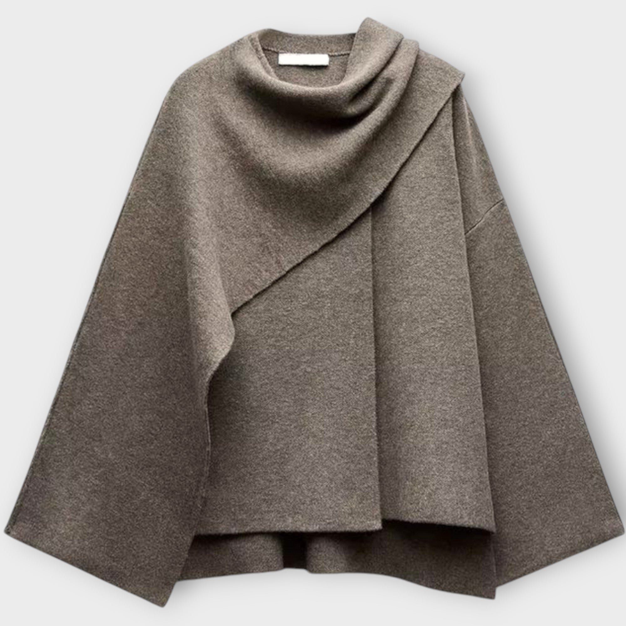 Draped Collar Wool-Blend Coat