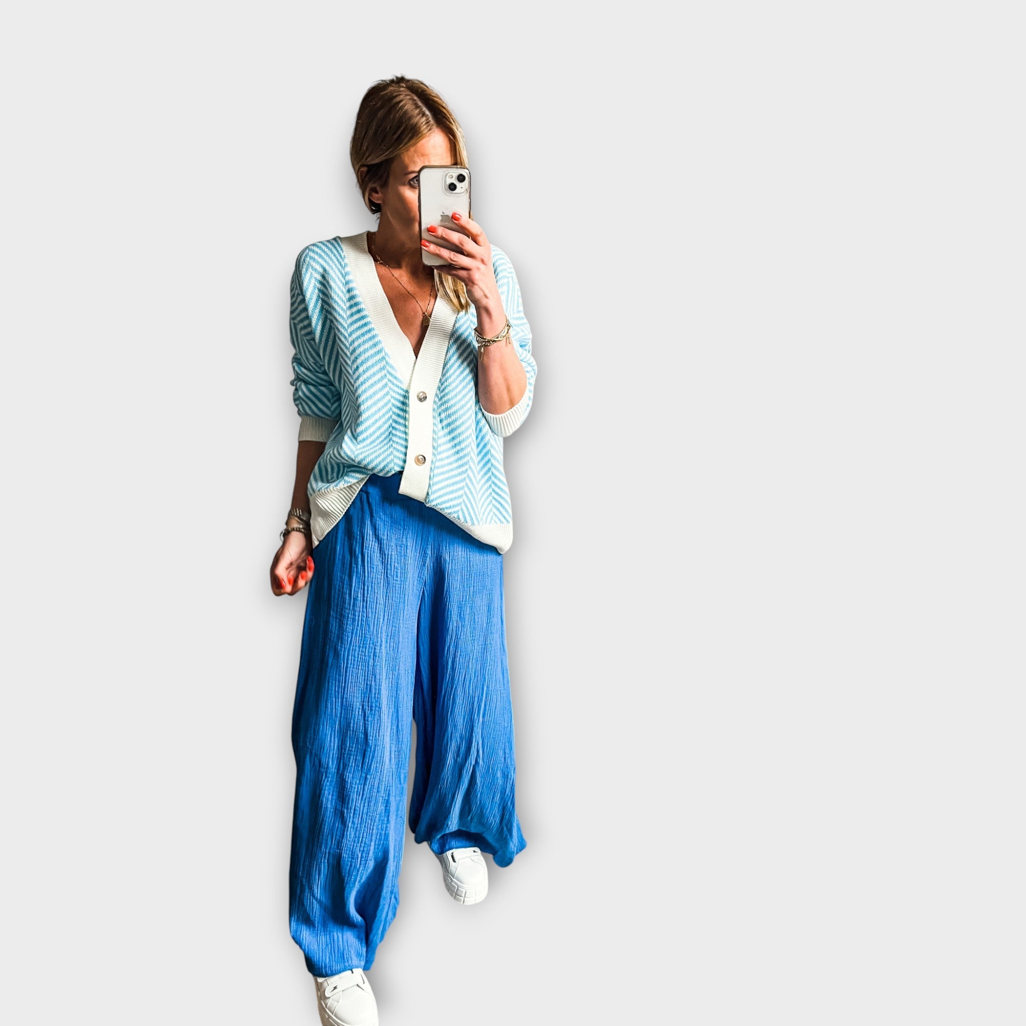 Chevron Knit Button Cardigan