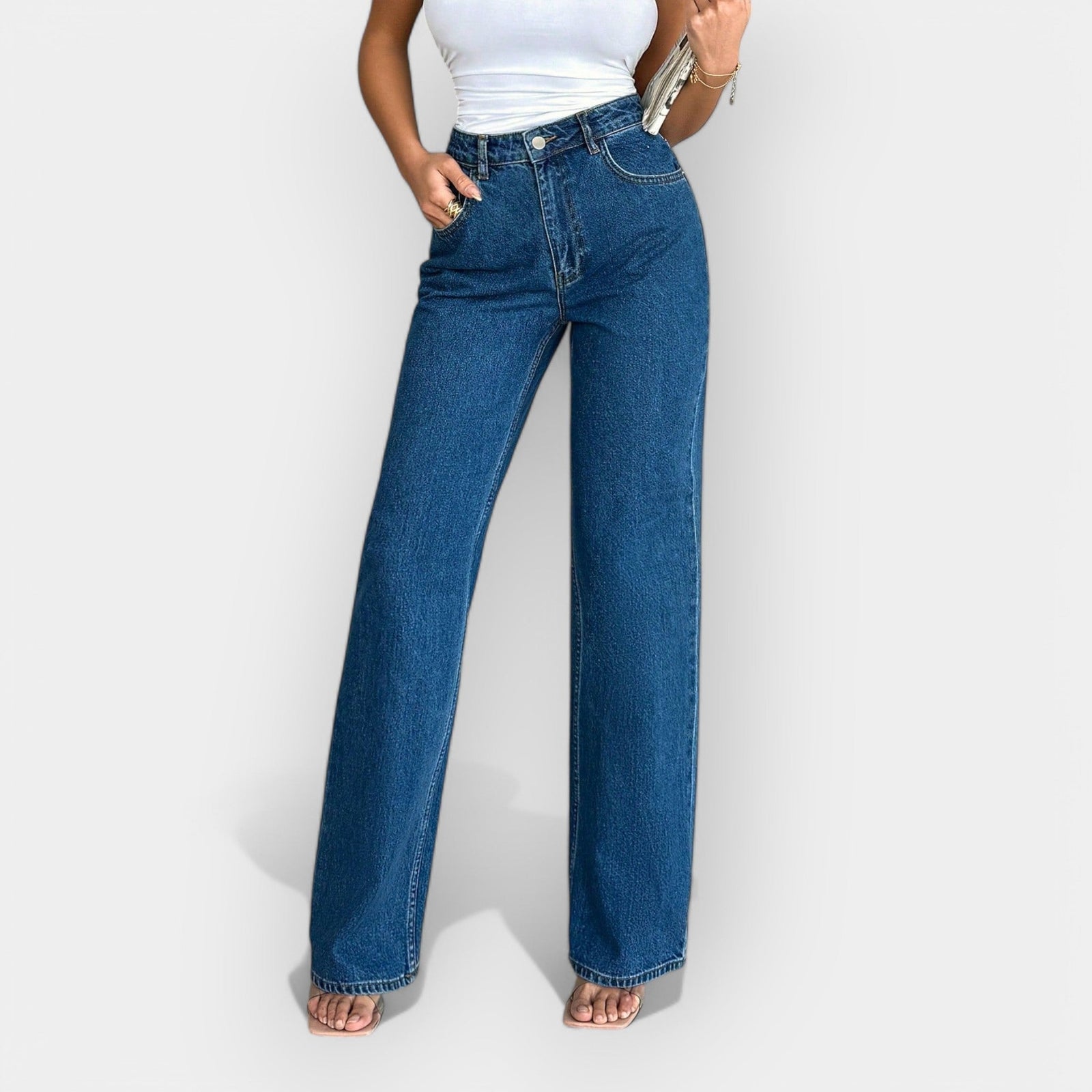 High-Waisted Jeans with a Comfortable Wide Fit