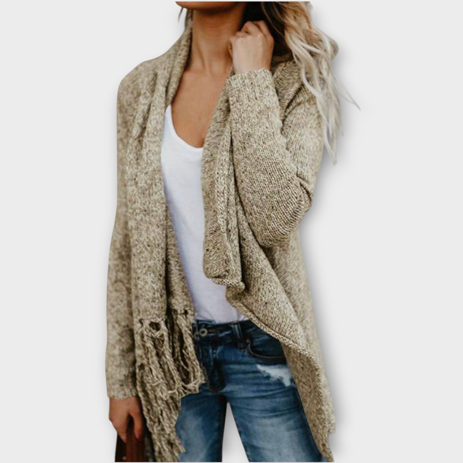 Cozy Fringe Wrap Knit Sweater
