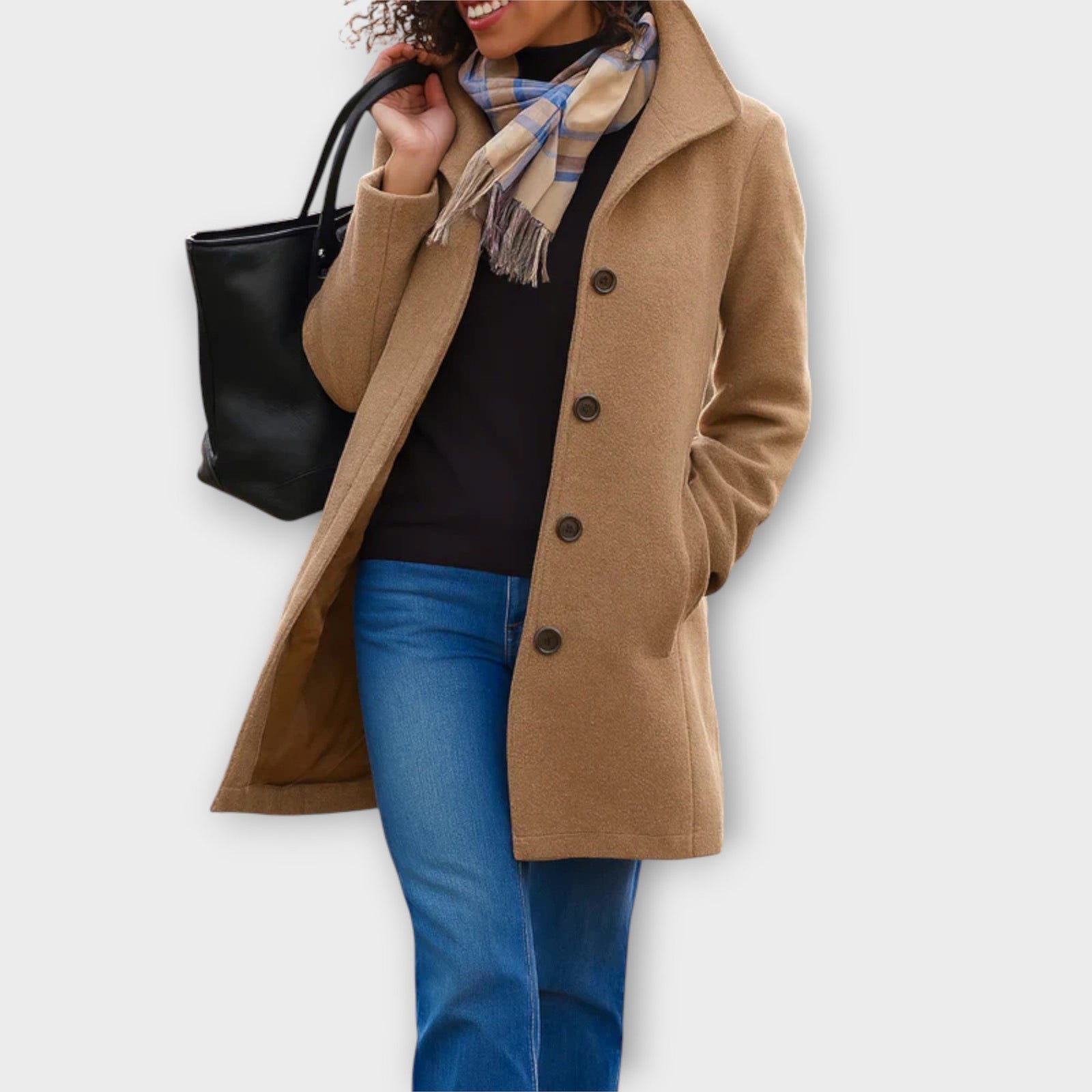 Sophisticated Button-Front Mid-Length Coat