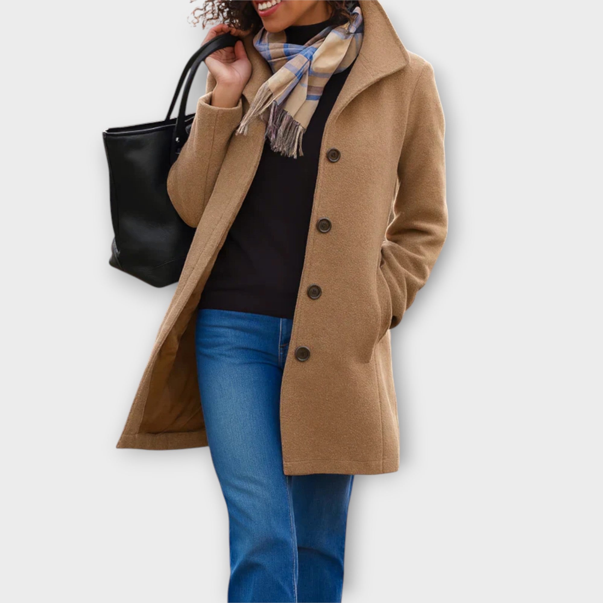 Sophisticated Button-Front Mid-Length Coat