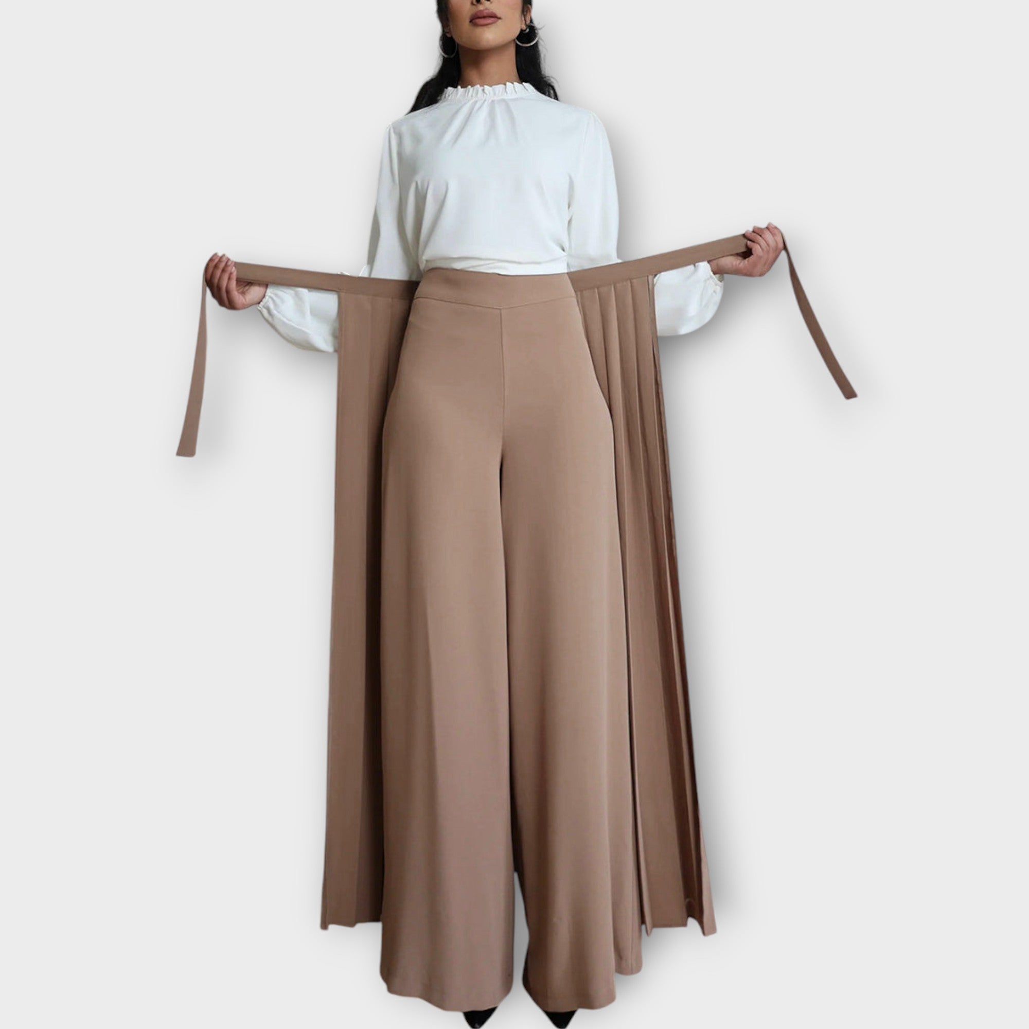 Pleated Wrap Wide Leg Pants