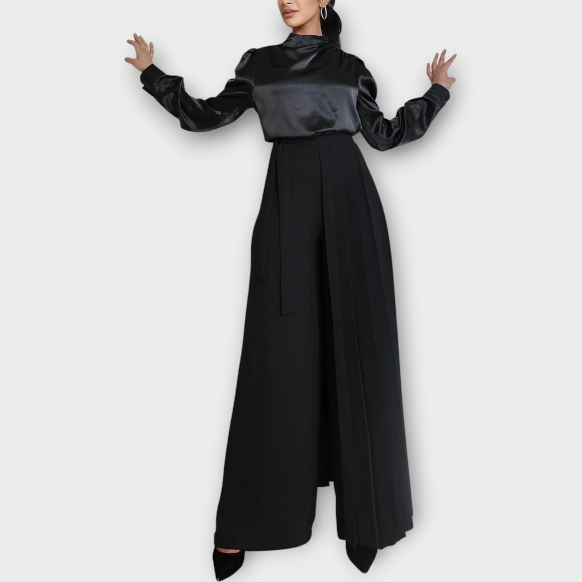 Pleated Wrap Wide Leg Pants