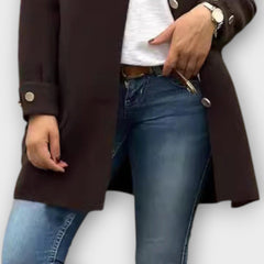 Chic Button-Front Mid-Length Coat