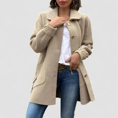 Chic Button-Front Mid-Length Coat