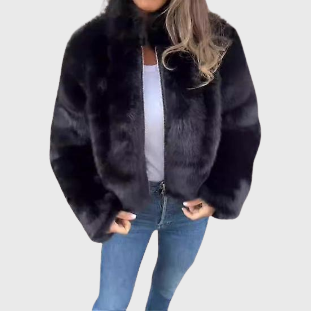 Plush Faux Fur Cropped Jacket