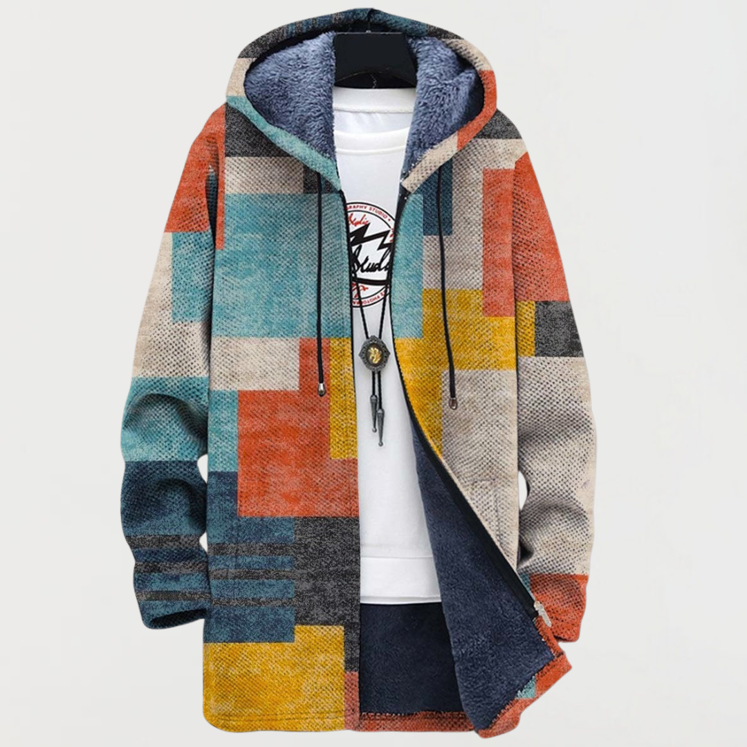 Jacket with Geometric Color Blocks