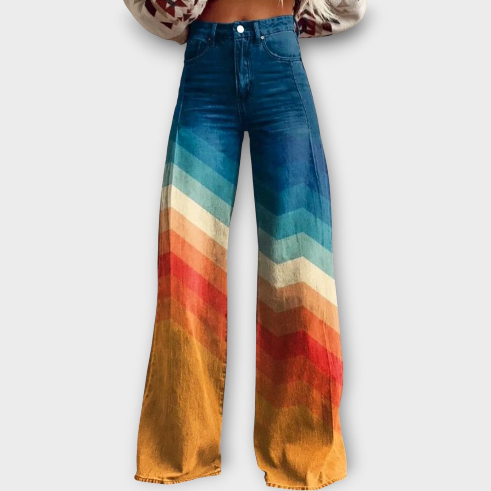 Jeans with Colorful Geometric Patterns
