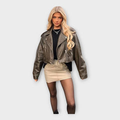 Modern Short Leather Jacket with Belt and Refined Aesthetic