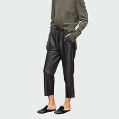 Chic Faux Leather High-Waist Trousers