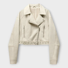 Modern Short Leather Jacket with Belt and Refined Aesthetic