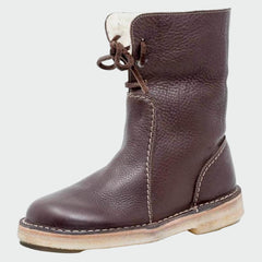 Waterproof Leather Ankle Boots with Wool Lining