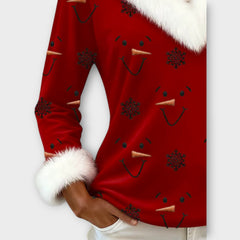 Frosty Smile Faux-Fur Holiday Top