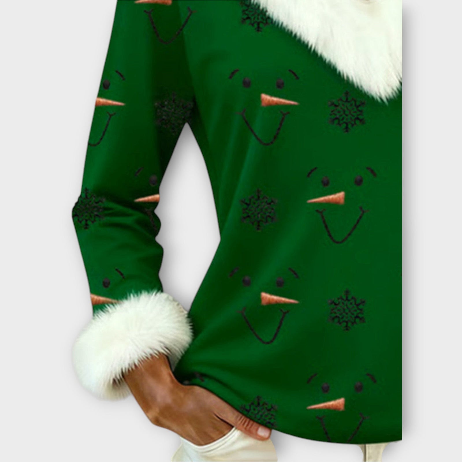 Frosty Smile Faux-Fur Holiday Top
