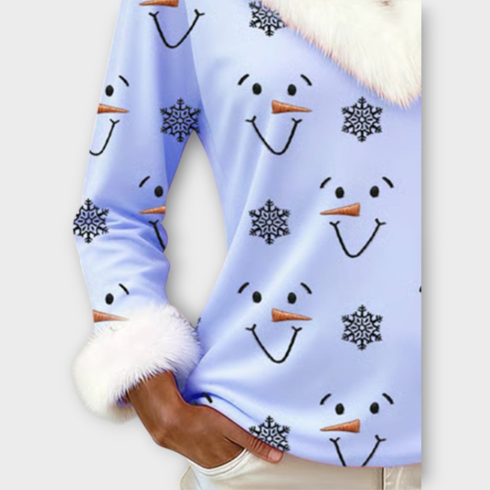 Frosty Smile Faux-Fur Holiday Top