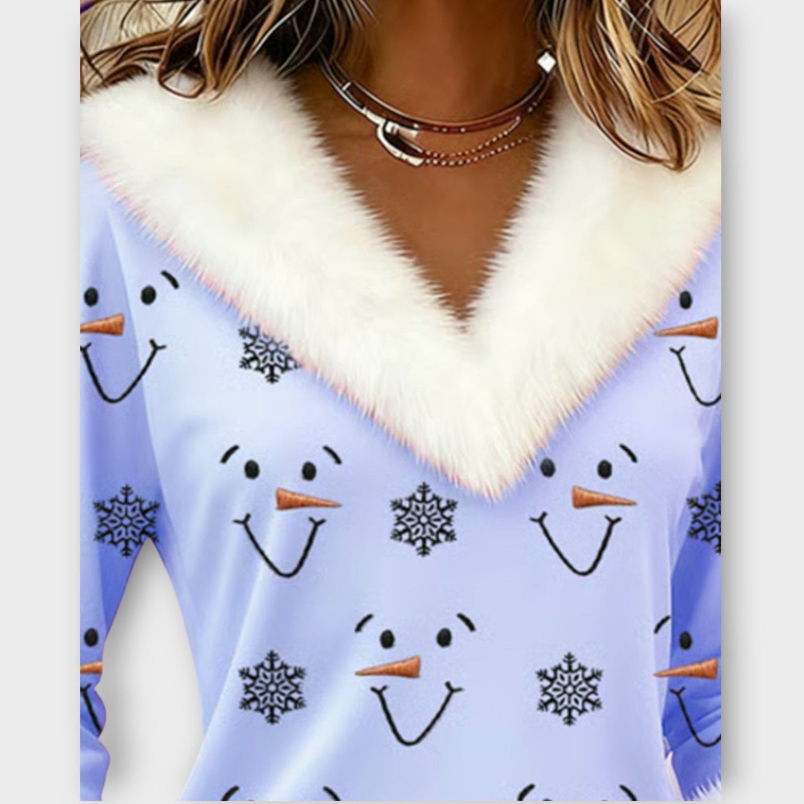 Frosty Smile Faux-Fur Holiday Top