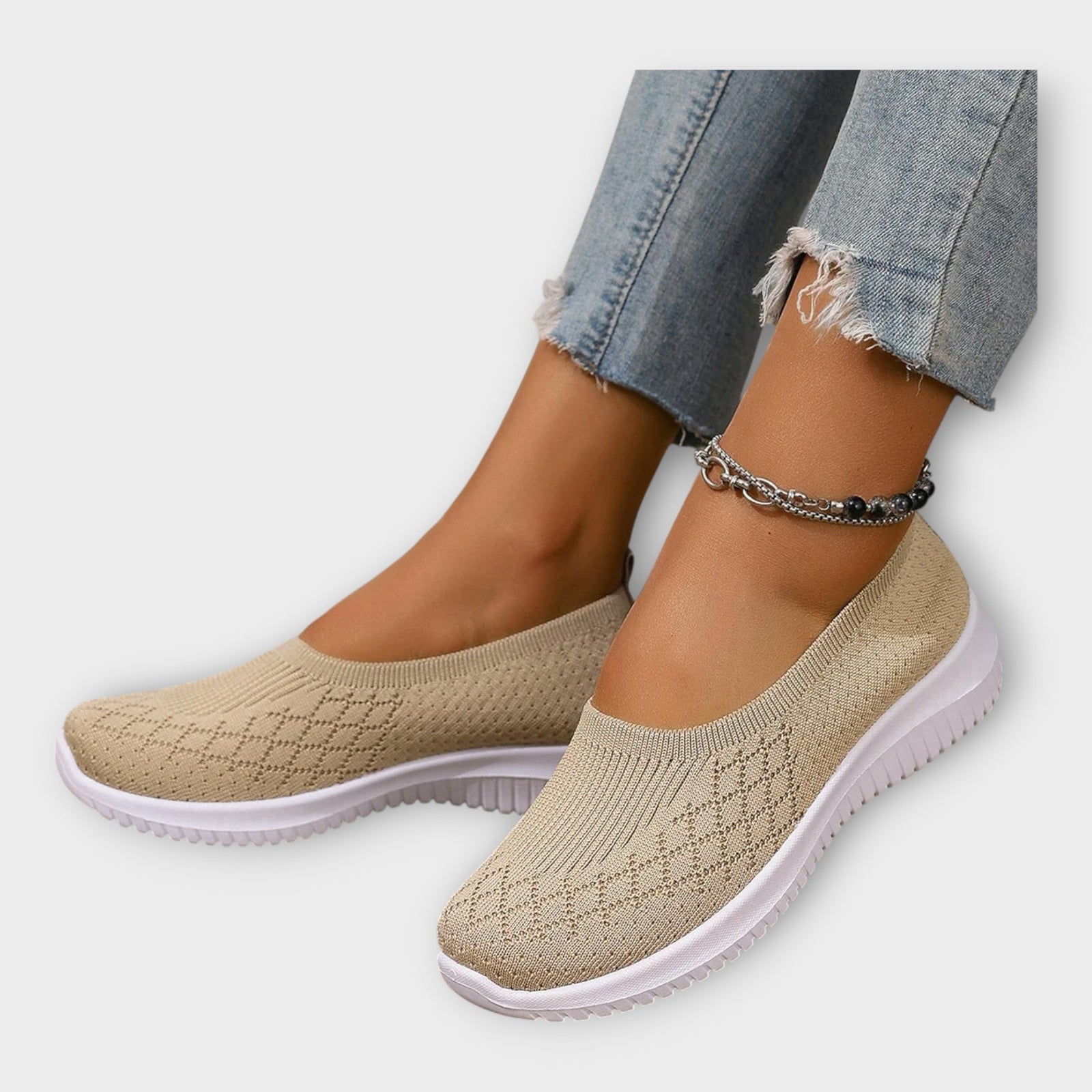 Knitted Ballerinas with Non-Slip Sole