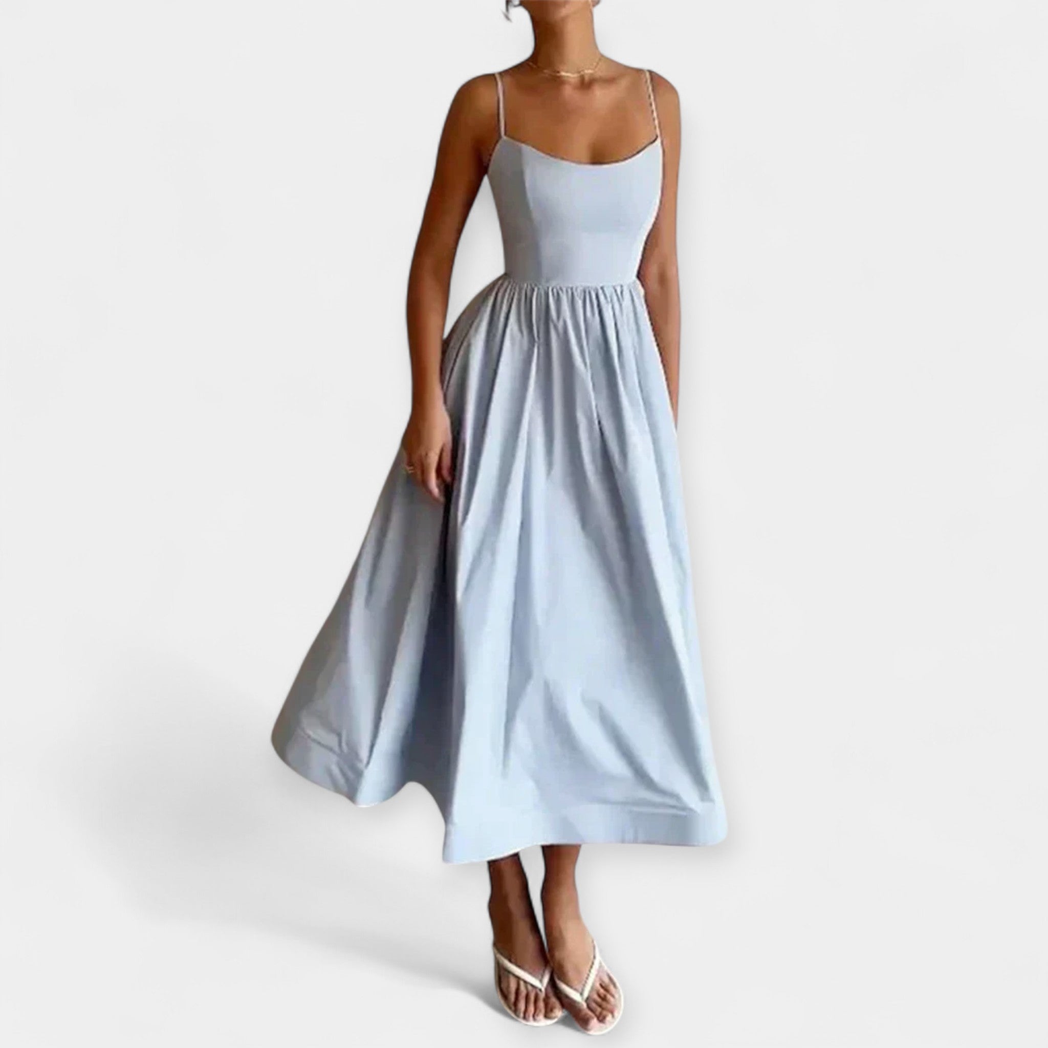 Mini Dress with Round Neckline and Straps