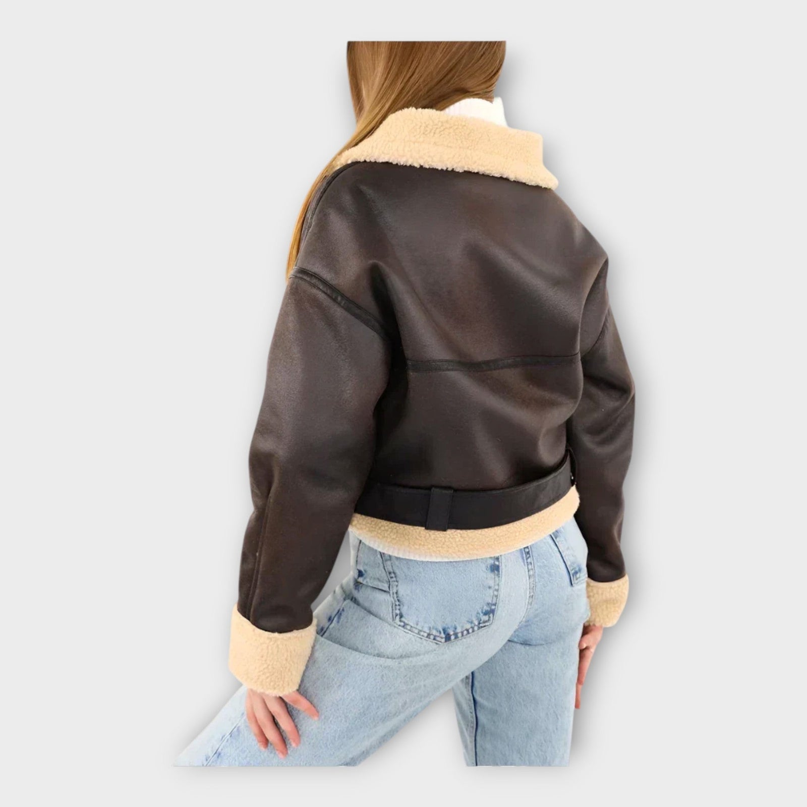 Modern Leather Jacket with Lining and Belt