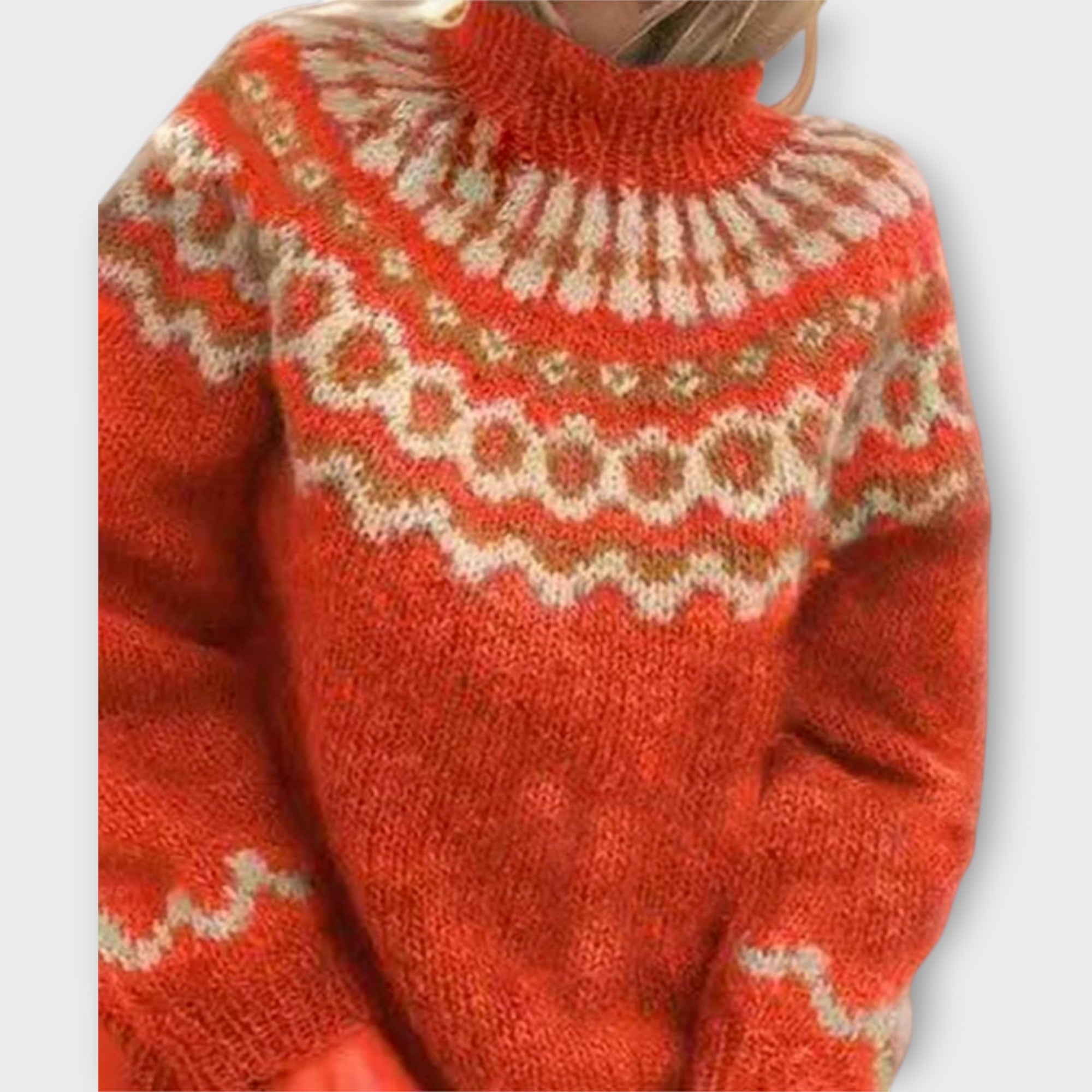 Knitted Sweater with Design on the Collar