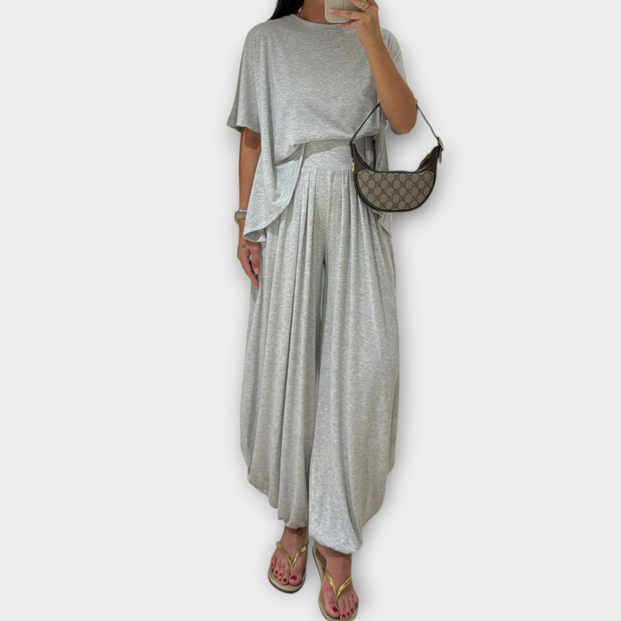 Casual Top and Wide-leg Lounge Set