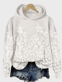 Casual Hoodie with 3D Floral Design