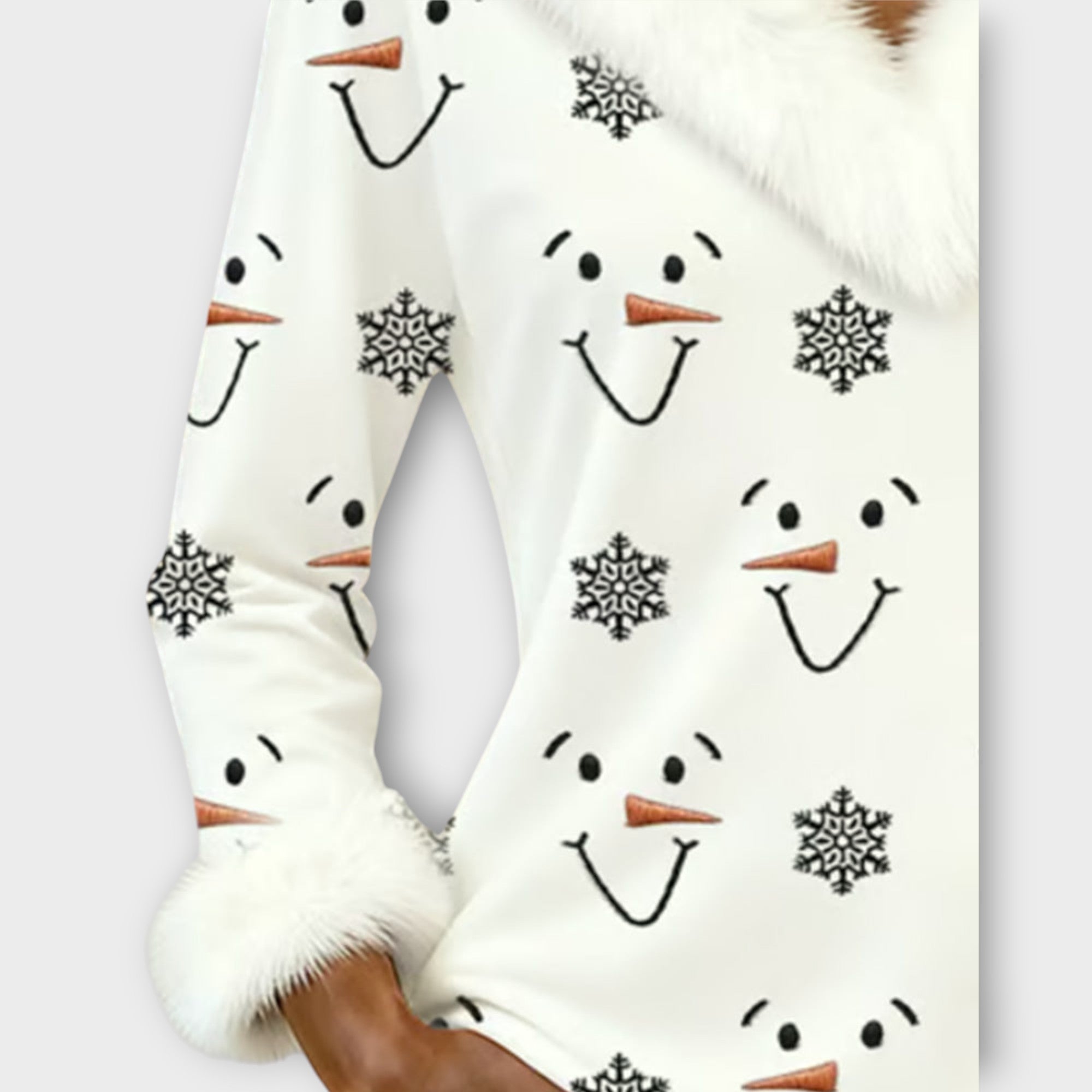 Frosty Smile Faux-Fur Holiday Top